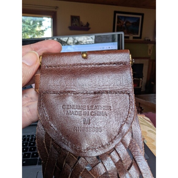 Tarnish Leather Wide Woven Statement Belt Brown Western Cowgirl Boho Rodeo Women main image 5
